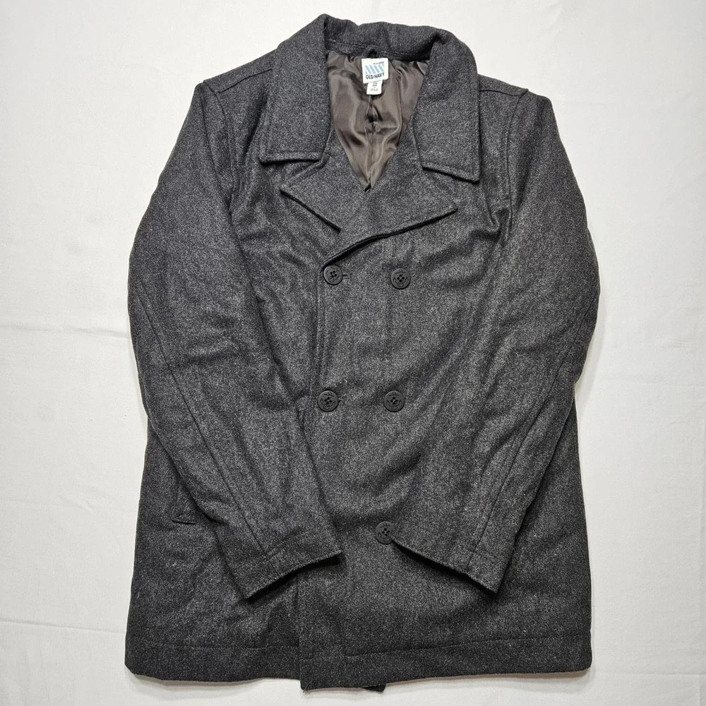 Old Navy Kids Double-Breasted Wool-Blend‎ Peacoat - Charcoal